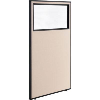 Interion® Panneau de partition de bureau avec fenêtre partielle, 36-1/4 « L x 60 « H, Tan