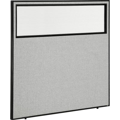 Interion® panneau de cloison bureau avec fenêtre partielle, 60-1/4" W x 60" H, gris