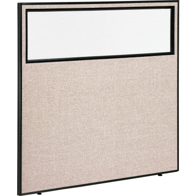 Interion® Panneau de partition de bureau avec fenêtre partielle, 60-1/4 « L x 60 « H, Tan