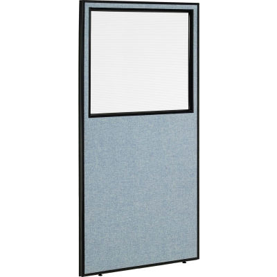Interion® panneau de cloison bureau avec fenêtre partielle, 36-1/4" W x 72" H, bleu
