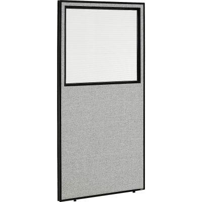 Interion® panneau de cloison bureau avec fenêtre partielle, 36-1/4" W x 72" H, gris