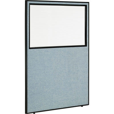 Interion® panneau de cloison bureau avec fenêtre partielle, 48-1/4" W x 72" H, bleu