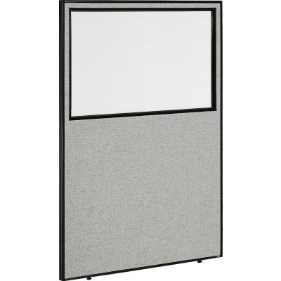 Interion® Panneau de partition Office avec fenêtre partielle, 48-1/4"W x 96"H, Gris