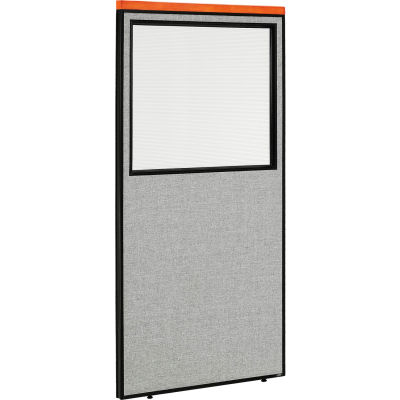 Interion® Deluxe Bureau cloison panneau avec fenêtre partielle, 36-1/4" W x 73-1/2" H, gris