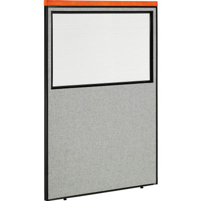 Interion® Deluxe Bureau cloison panneau avec fenêtre partielle, 48-1/4" W x 73-1/2" H, gris