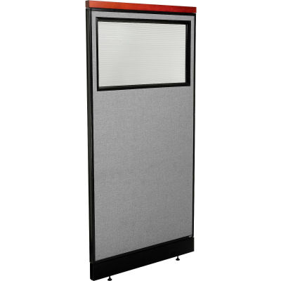 Interion® Deluxe Office Partition Panel w/Partial Window - Raceway 36-1/4"W x 77-1/2"H Gray