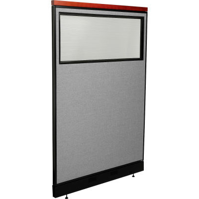 Interion® Deluxe Office Partition Panel w/Partial Window - Raceway 48-1/4"W x 77-1/2"H Gray