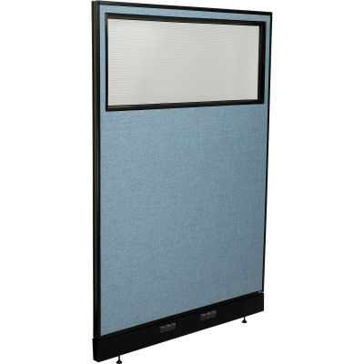 Interion® électrique de bureau cloison panneau avec fenêtre partielle, 48-1/4" W x 76" H, bleu