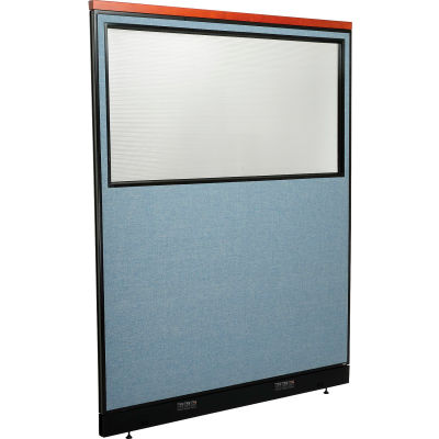 Interion® Deluxe bureau électrique cloison panneau avec fenêtre partielle, 60-1/4" W x 77-1/2" H, bleu