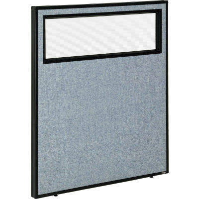 Interion® panneau de cloison bureau avec fenêtre partielle, 36-1/4" W x 42" H, bleu