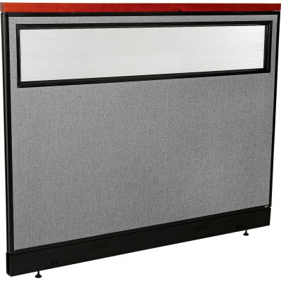 Interion® Deluxe Office Partition Panel w/Partial Window - Raceway 60-1/4"W x 47-1/2"H Gray