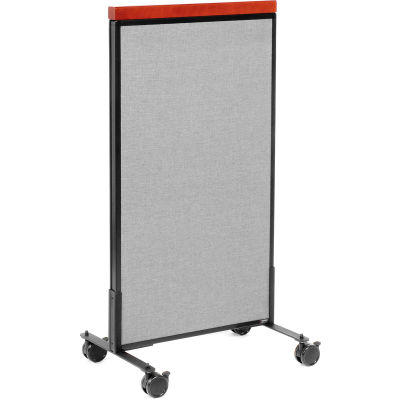 Interion® Mobile Deluxe Office Partition Panel, 24-1/4"W x 46-1/2"H, Gray