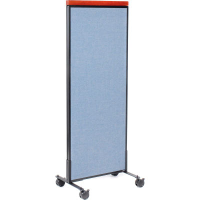 Interion® Mobile Deluxe Office Partition Panel, 24-1/4"W x 64-1/2"H, Bleu