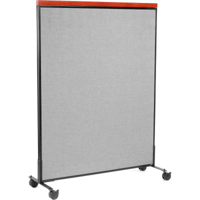 Interion® Mobile Deluxe Office Partition Panel, 48-1/4"W x 64-1/2"H, Gray