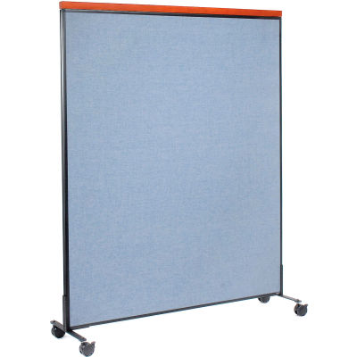 Interion® Mobile Deluxe Office Partition Panel, 60-1/4"W x 76-1/2"H, Bleu