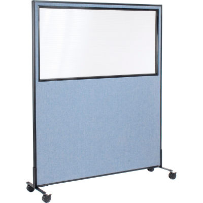Interion® Mobile Office Partition Panel with Partial Window, 60-1/4"W x 75"H, Bleu