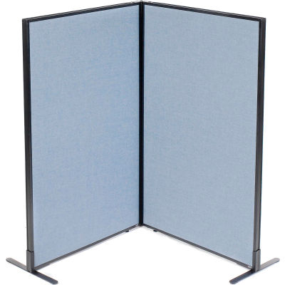 Interion® Freestanding 2-Panel Corner Room Divider, 36-1/4"W x 60"H Panels, Bleu