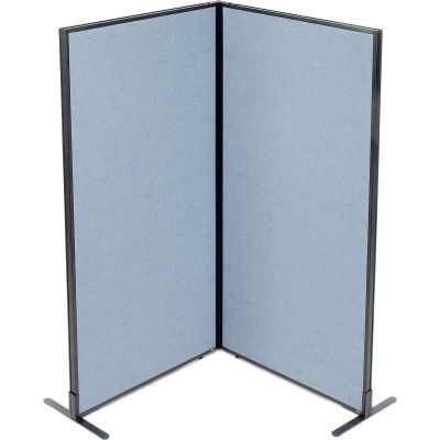Interion® Freestanding 2-Panel Corner Room Divider, 36-1/4"W x 72"H Panels, Bleu
