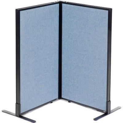 Interion® Freestanding 2-Panel Corner Room Divider, 24-1/4"W x 42"H Panels, Bleu