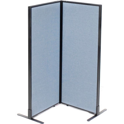 Interion® Freestanding 2-Panel Corner Room Divider, 24-1/4"W x 60"H Panels, Bleu