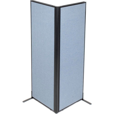Interion® Freestanding 2-Panel Corner Room Divider, 24-1/4"W x 72"H Panels, Blue