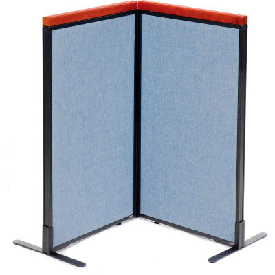Interion® Deluxe Freestanding 2-Panel Corner Room Divider, 24-1/4"W x 43-1/2"H Panels, Bleu