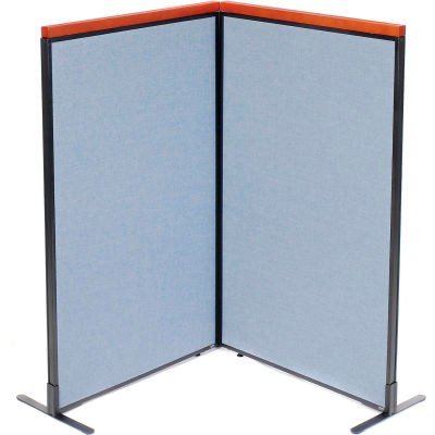 Interion® Deluxe Freestanding 2-Panel Corner Room Divider, 36-1/4"W x 61-1/2"H Panels, Bleu