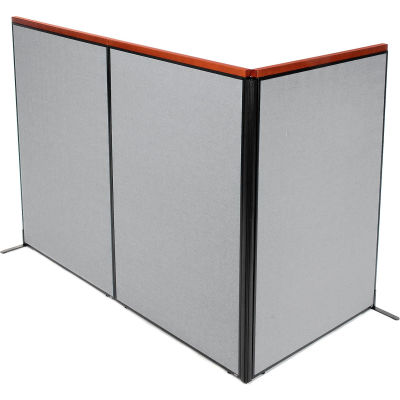 Interion® Deluxe Freestanding 3-Panel Corner Room Divider, 48-1/4"W x 73-1/2"H Panels, Gray