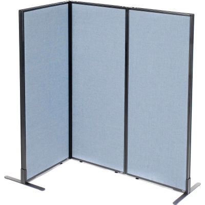 Interion® Freestanding 3-Panel Corner Room Divider, 24-1/4"W x 60"H Panels, Bleu