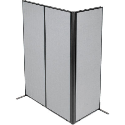 Interion® Freestanding 3-Panel Corner Room Divider, 24-1/4"W x 72"H Panels, Gray