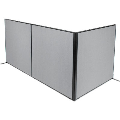 Interion® Freestanding 3-Panel Corner Room Divider, 60-1/4"W x 60"H Panels, Gray