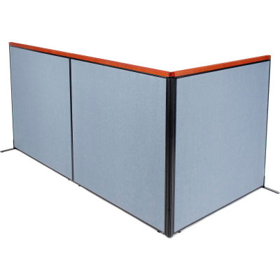 Interion® Deluxe Freestanding 3-Panel Corner Room Divider, 60-1/4"W x 61-1/2"H, Bleu