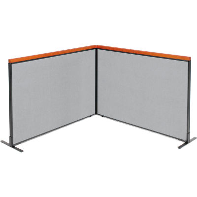 Interion® Deluxe Freestanding 2-Panel Corner Room Divider, 60-1/4"W x 43-1/2"H, Gray