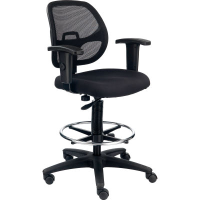 Interion® Drafting Stool, Fabric, Black