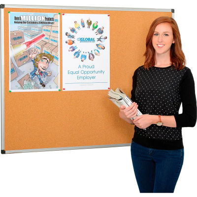 Global Industrial™ Cork Bulletin Board - 48 x 36 - Cadre en aluminium
