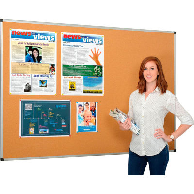 Global Industrial™ Cork Bulletin Board - 72 x 48 - Cadre en aluminium