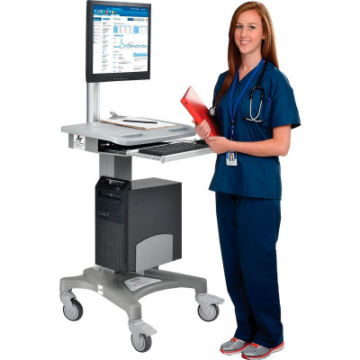 Global Industrial™ Mobile Standing Computer Workstation, Gris