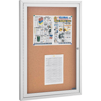 Global Industrial™ Panneau d’affichage de Cork fermé - 24 po l x 36 po H - 1 porte(s)