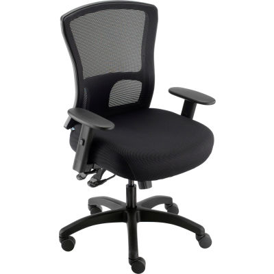 Interion® Asynchronous Tilt Big & Tall Mesh Back Chair w/High Back & Adj. Arms, Fabric, Black