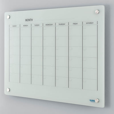 Global Industrial™ Glass Calendar Dry Erase Board, 36 « L x 24 « H