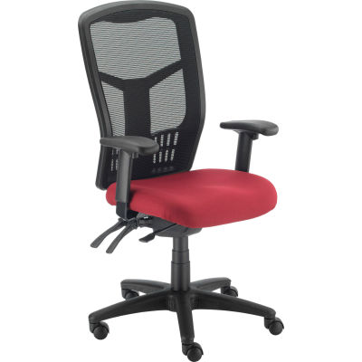 Interion® chaise de bureau mesh avec le dos élevé et les bras réglables, tissu, rouge