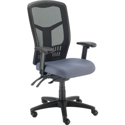Chaise de bureau ® Interion avec le dos élevé et les bras réglables, tissu, gris