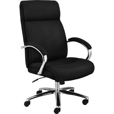 Chaise de bureau ® Interion avec support lombaire, bras hauts et fixes, tissu, noir