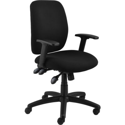 Chaise de bureau interion® avec le dos moyen et les bras réglables, tissu, noir