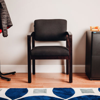 Interion® Fabric Guest Chair - Black with Cherry Frame