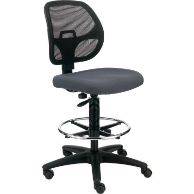 Interion® Armless Mesh Drafting Stool - Tissu - Gris