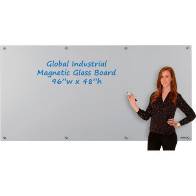 Global Industrial™ Magnetic Glass Dry Erase Board - 96 x 48 - Gris