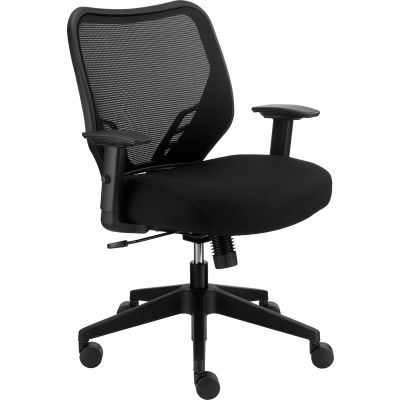 Interion® de mémoire de chaise de bureau avec le dos moyen et les bras réglables, tissu, noir