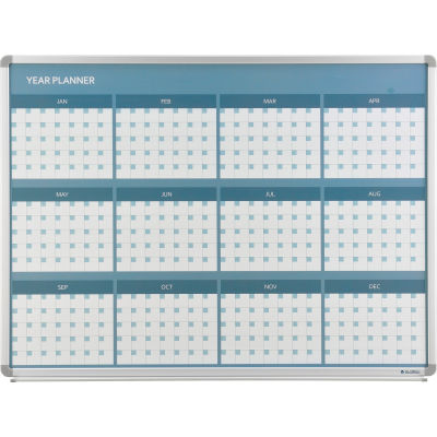 Global Industrial® Magnetic Dry Erase Twelve Month Calendar Board, Surface en acier, 48"W x 36"H