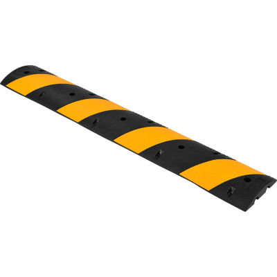 Global Industrial™ Portable Rubber Speed Bump, 72 « L, noir avec rayures jaunes